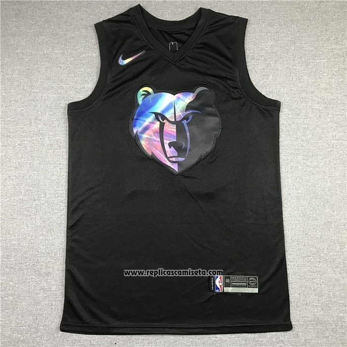 Camiseta Memphis Grizzlies Ja Morant #12 Iridescent Logo Negro